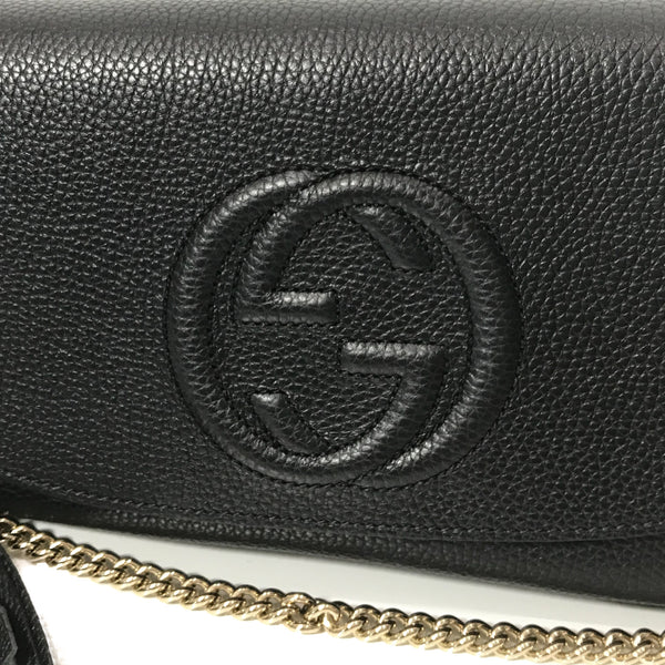 NEW GUCCI 536224 Soho Leather Crossbody Bag, Black