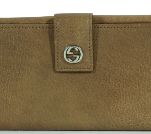 NEW/AUTH GUCCI 337335 Interlocking G Leather Continental Wallet, Old Natural
