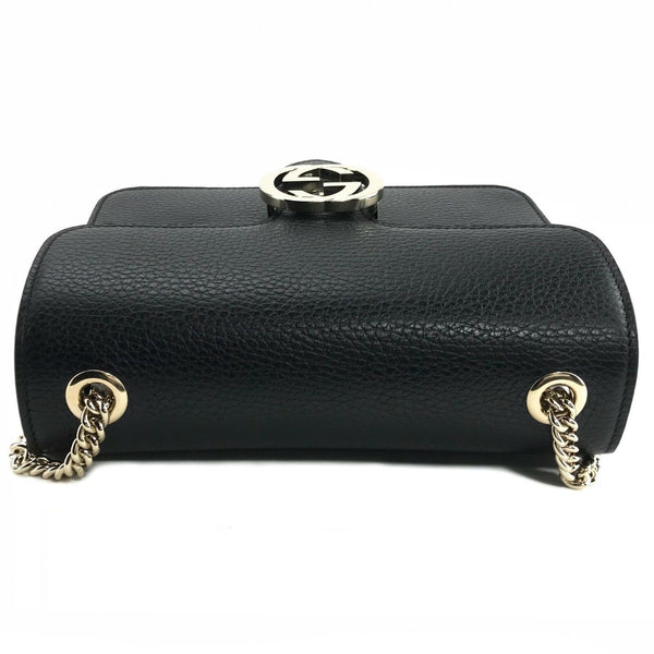 NEW/AUTHENTIC GUCCI 510304 Interlocking Leather Chain Crossbody Bag, Black