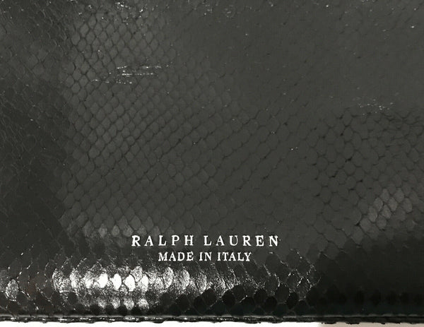 $595 NEW RALPH LAUREN COLLECTION Runway Snakeskin Zip Wristlet Pouch