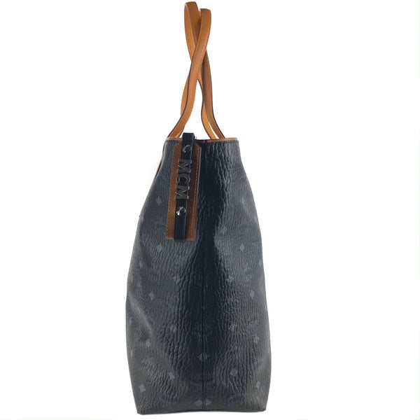 NEW MCM Visetos Coated Canvas Anya Shopper Tote, Black
