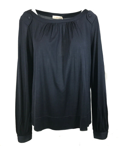 NWT TORY BURCH Silk Ashlee Blouse, Medium Navy Sz Large