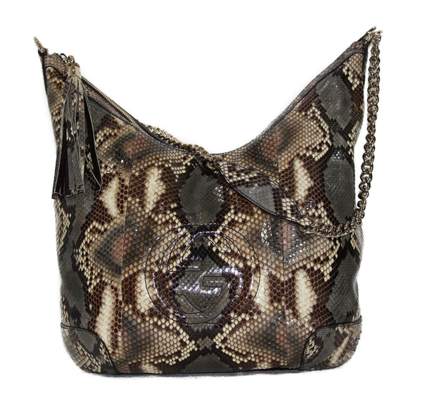 NEW/AUTH GUCCI 308981 Soho Python Shoulder Bag, Multicolor