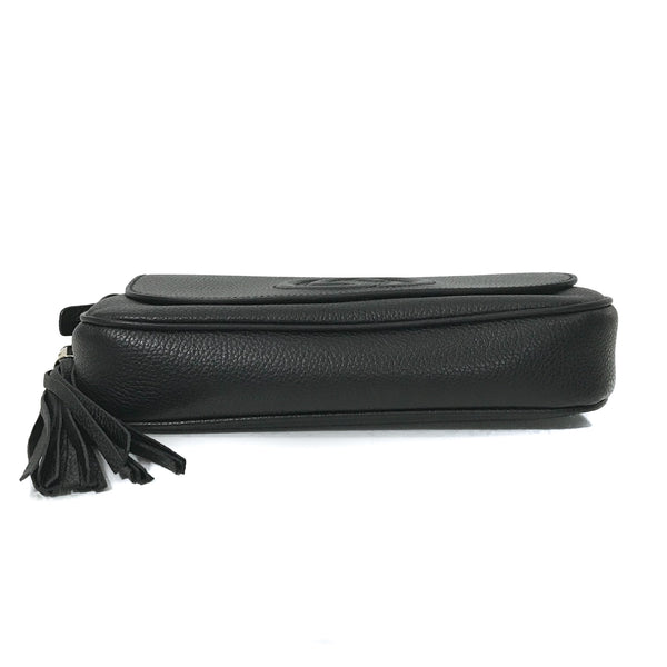 NEW GUCCI 536224 Soho Leather Crossbody Bag, Black