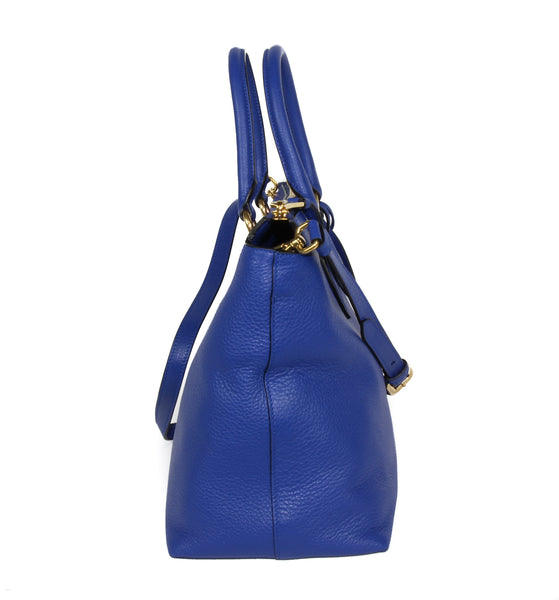 NEW PRADA Vitello Phenix Leather Crossbody Handbag, Blue