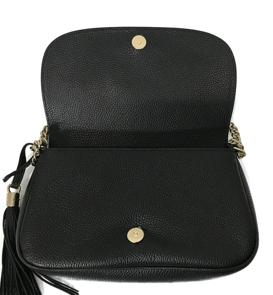 NEW GUCCI 536224 Soho Leather Crossbody Bag, Black