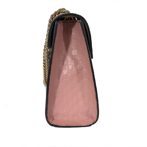 NEW/AUTH GUCCI 449635 Emily Medium Microguccissima Leather Shoulder Bag, Pink