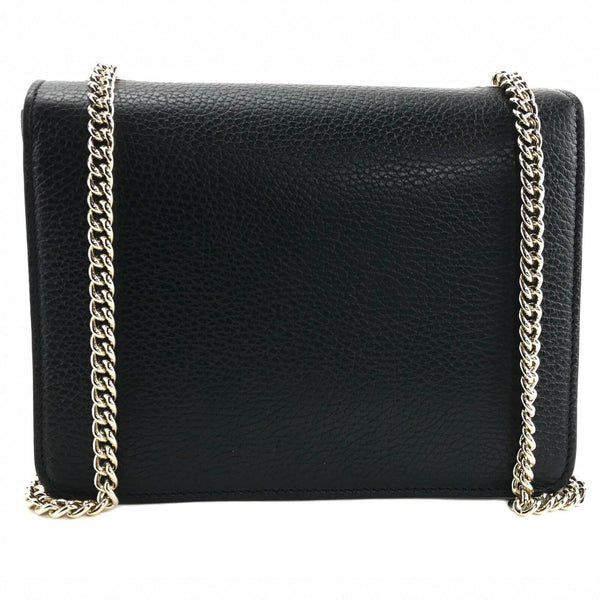 NEW/AUTHENTIC GUCCI 510304 Interlocking Leather Chain Crossbody Bag, Black