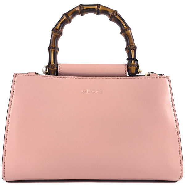 NEW GUCCI Nymphaea Mini Top Handle Leather Convertible Crossbody Bag, Pink