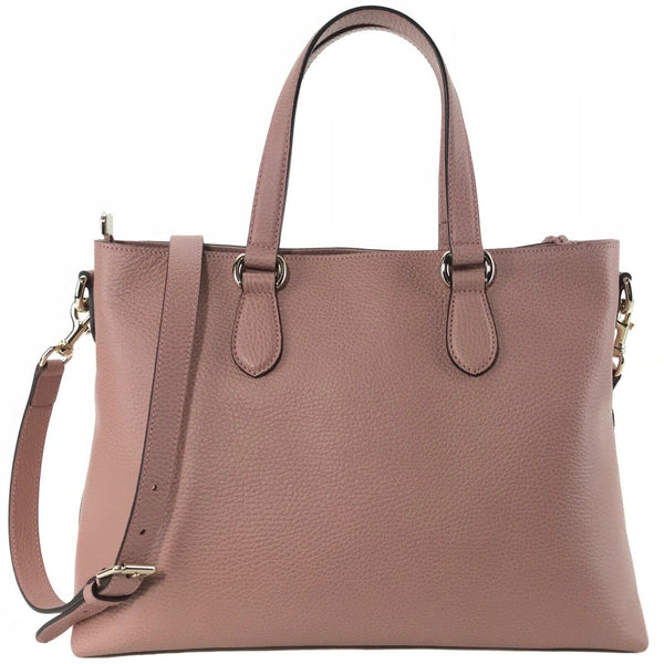 NEW/AUTHENTIC GUCCI 449642 Bamboo Tassel Leather Zip Top Shopping Bag, Pink