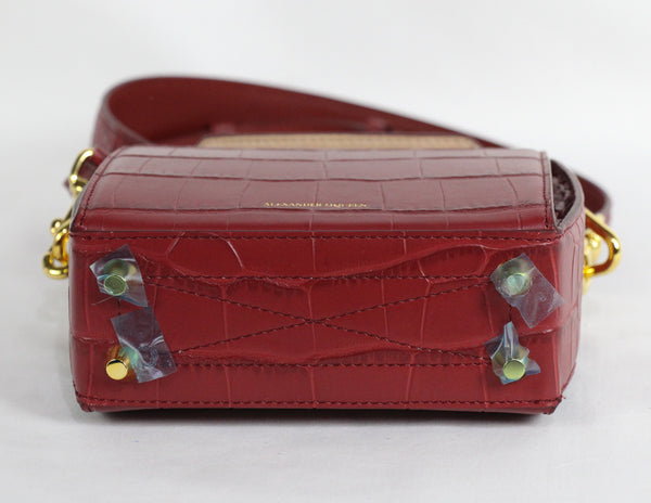 NEW ALEXANDER MCQUEEN Box 16 Silky Croc Embossed Convertible Crossbody Bag