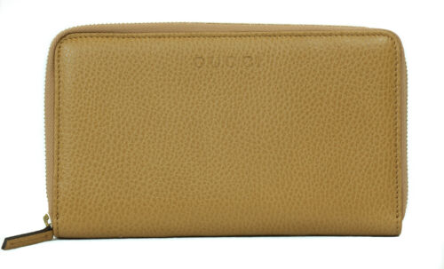 NEW GUCCI 321117 Large Unisex GG Guccissima Zip Around Wallet Clutch, Whisky