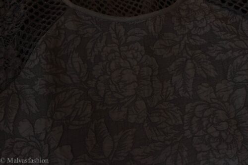 NWT MADE FASHION WEEK FOR Impulse Cap Sleeve Lace Inset Chiffon Dress, Black S