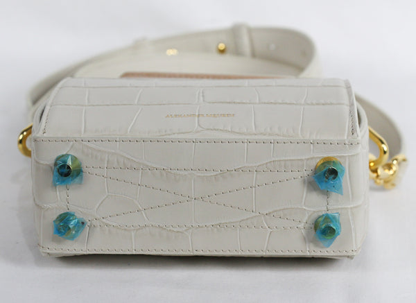NEW ALEXANDER MCQUEEN Box 16 Silky Croc Embossed Convertible Crossbody Bag
