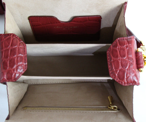 NEW ALEXANDER MCQUEEN Box 16 Silky Croc Embossed Convertible Crossbody Bag