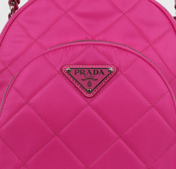 NEW PRADA Zaino Quilted Nylon Backpack Bag, Fuxia