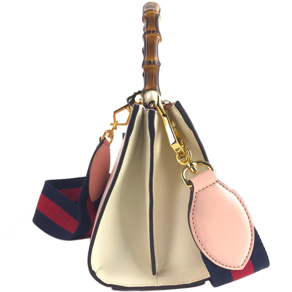 NEW GUCCI Nymphaea Mini Top Handle Leather Convertible Crossbody Bag, Pink