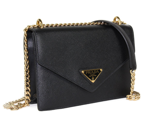 NEW PRADA Pattina Saffiano Leather Crossbody Handbag, Black