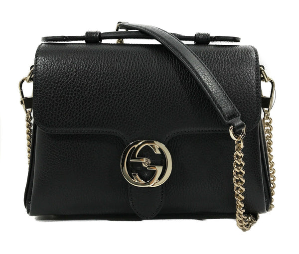 NEW/AUTHENTIC GUCCI 510302 Interlocking G Leather/Chain Borsa Crossbody Bag