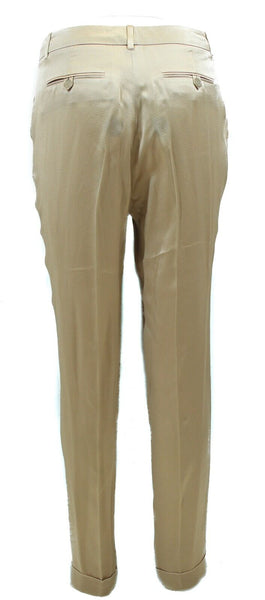 NEW/AUTHENTIC GUCCI 335900 100% Silk Pleated Dress Pant, Beige Size 40 / US 4