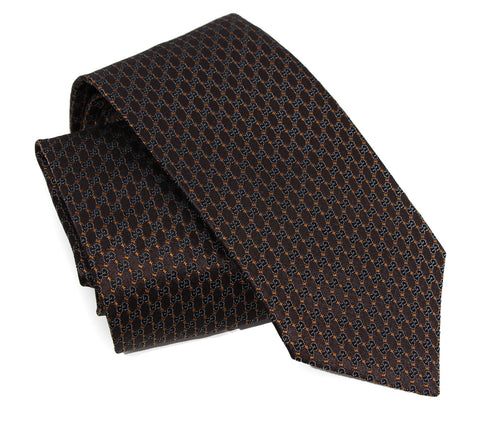 NEW/AUTHENTIC GUCCI 349391 Men’s Interlocking GG Woven 100% Silk Tie, Brown