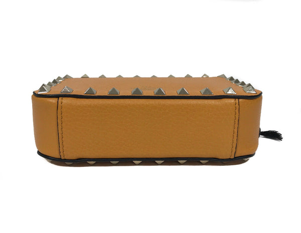 NEW VALENTINO Garavani Rockstud Leather Pouch, Yellow