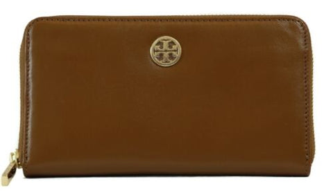 NWT TORY BURCH Dena Zip Around Continental Leather Wallet, Brown