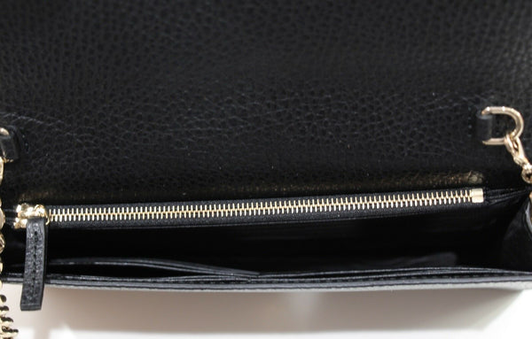 NEW/AUTHENTIC GUCCI 466506 Interlocking G Leather Crossbody Bag Wallet, Black