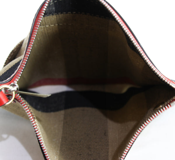 NEW BURBERRY Ashby Canvas Check Medium Hobo Bag