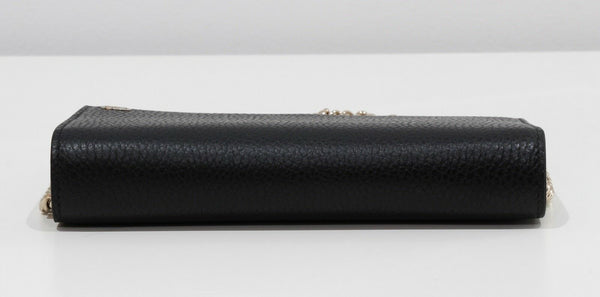 NEW/AUTHENTIC GUCCI 466506 Interlocking G Leather Crossbody Bag Wallet, Black