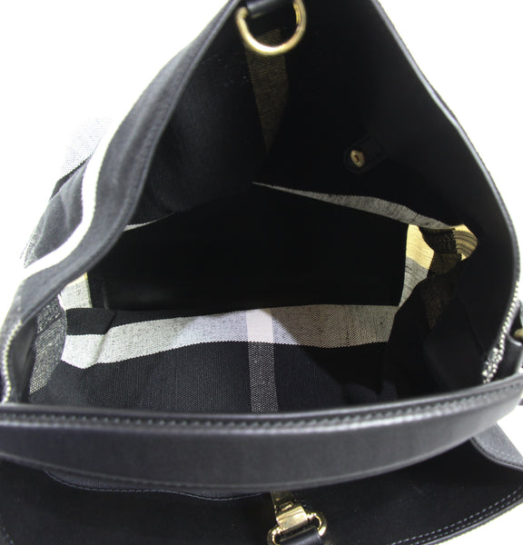 NEW BURBERRY Ashby Canvas Check Medium Hobo Bag
