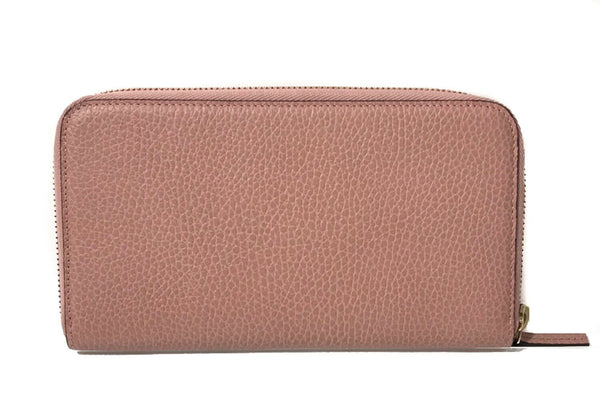 NEW/AUTHENTIC GUCCI 449347 Interlocking G Leather Zip around Wallet, Pink