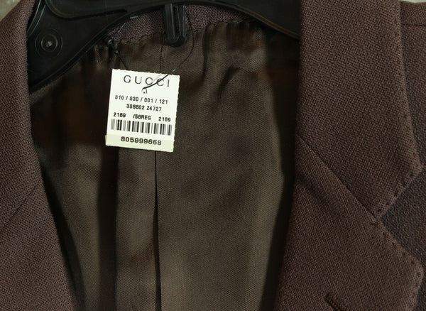 NEW/AUTHENTIC $1760 GUCCI 308502 Men's Wool Blend Jacket, Brown 56G