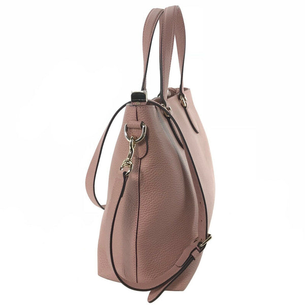 NEW/AUTHENTIC GUCCI 449642 Bamboo Tassel Leather Zip Top Shopping Bag, Pink
