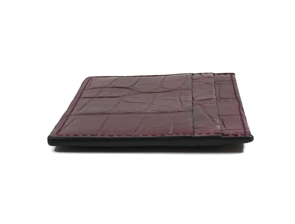 NEW/AUTHENTIC GUCCI Crocodile Vintage Credit Card Holder Wallet, Cherry Gloss