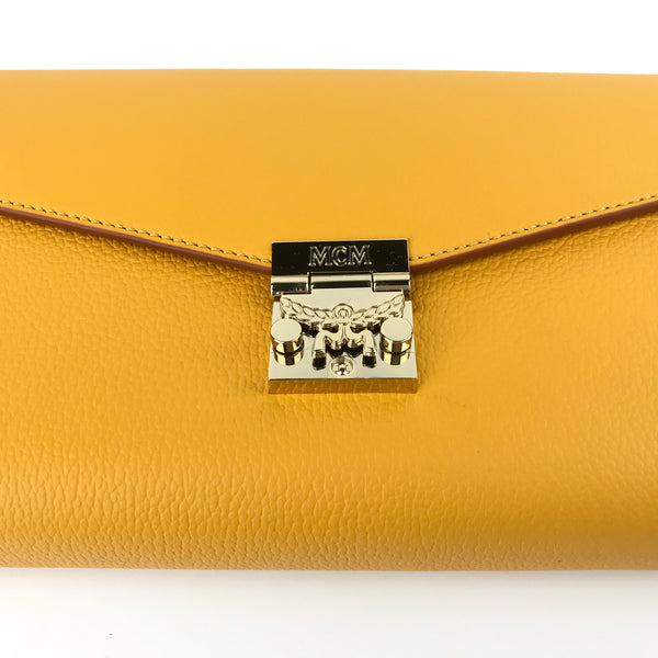 New MCM Medium Millie Leather Crossbody, Golden Mango