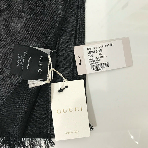 NEW/AUTH GUCCI 165904 GG Guccissima Scarf Muffler, Anthracite