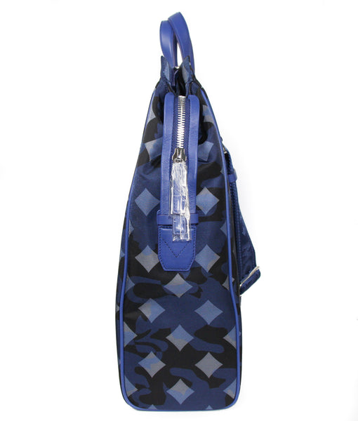 NEW MCM Visetos Nylon Top Zip Tote, Estate Blue