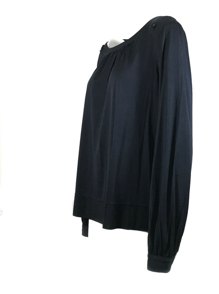 NWT TORY BURCH Silk Ashlee Blouse, Medium Navy Sz Large