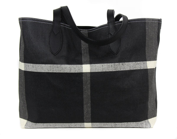 NEW BURBERRY Medium Reversible Doodle Canvas Check Tote