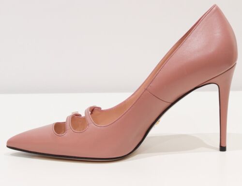 NEW/AUTHENTIC GUCCI 408247 Leather Stiletto Pumps, Pink Sz 39/9 US