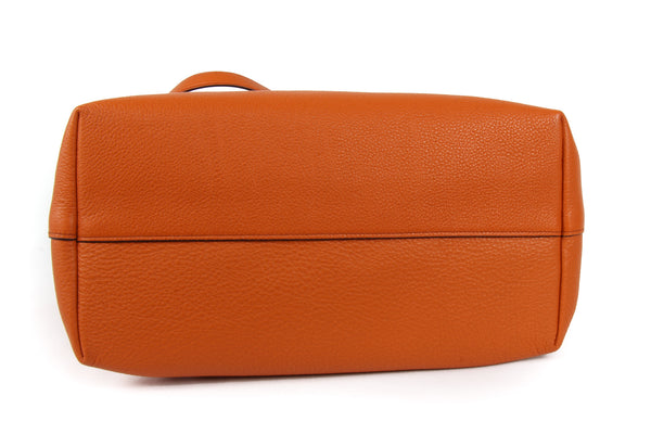 NEW PRADA Vitello Phenix Leather Shopping Tote Handbag, Orange