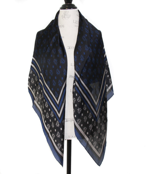 NEW MCM Monogram Jacquard Visetos Scarf, Blue