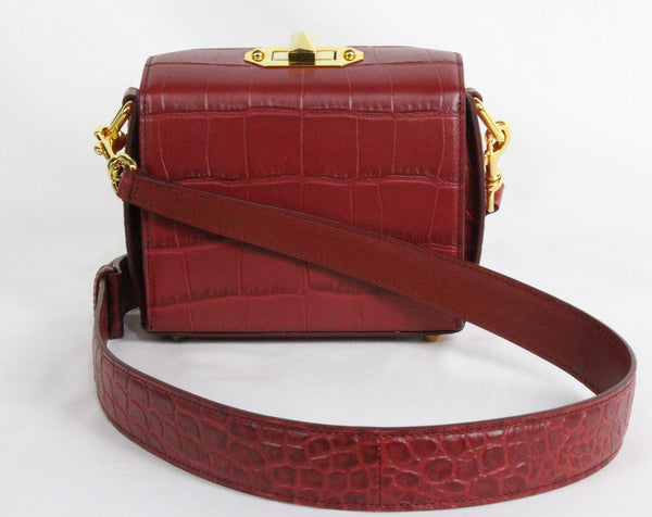 NEW ALEXANDER MCQUEEN Box 16 Silky Croc Embossed Convertible Crossbody Bag